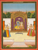 Vishnu And Consort  - Jaipur - C1810- Vintage Indian Miniature Art Painting - Framed Prints