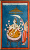 Vishnu Holding Lotus Flowers -Vintage Indian Miniature Art Painting - Canvas Prints