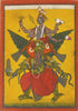 Vishnu Riding On Garuda By Kripal - Basohli School - C1660- Vintage Indian Miniature Art Painting - Canvas Prints