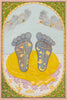 Vishnu’s Feet As Objects Of Worship, Kangra -  C.1810–20 - Vintage Indian Miniature Art Painting - Art Prints