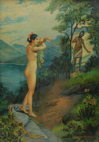 Vishwamitra And Menaka - M V Dhurandhar - Posters by M. V. Dhurandhar