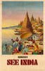 Visit India - Banaras - Vintage Travel Poster - Framed Prints