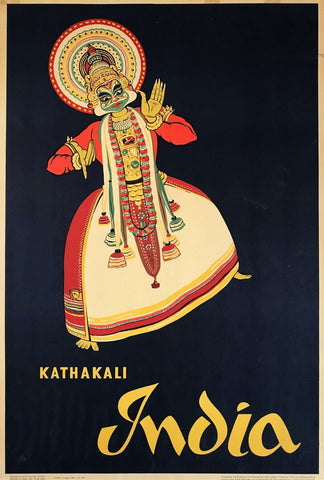 Visit India - Kathakali - Vintage Travel Poster by Travel