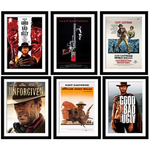 Clint Eastwood Movie Posters Set - Set of 10 Framed Poster Paper - (12 x 17 inches)each