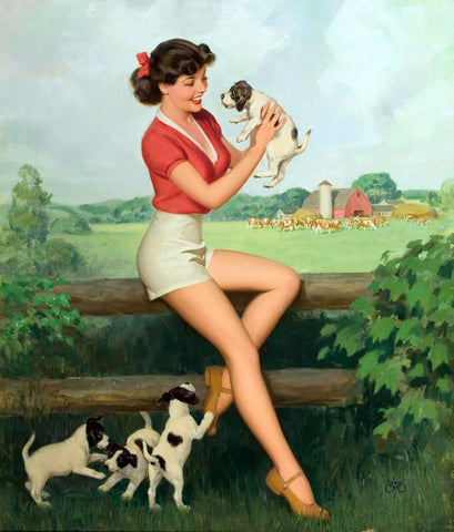Farm Girl, Pin-Up - Canvas Prints