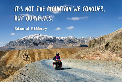 Wanderlust - Inspirational Quote - Its Not The Mountain We Conquer But Ourselves - Edmund Hillary by Keith Sanders