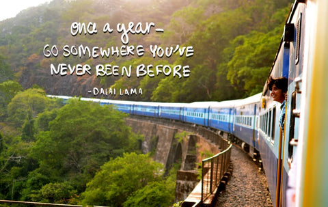 Wanderlust - Inspirational Quote - Once A Year Go Somewhere You Have Never Been Before - Dalai Lama - Posters