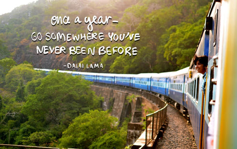 Wanderlust - Inspirational Quote - Once A Year Go Somewhere You Have Never Been Before - Dalai Lama by Keith Sanders