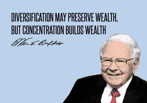 Warren Buffet - Inspirational Quote - VALUE INVESTING - Diversification May Preserve Wealth, But Concentration Builds Wealth - Large Art Prints
