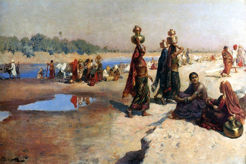 Water Carriers of The Ganges - Edwin Lord Weeks - Canvas Prints by Edwin Lord Weeks