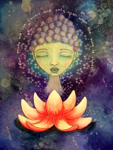Watercolor Painitng - Lotus Buddha by James Britto
