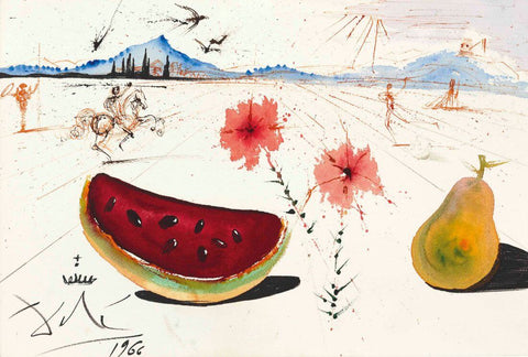 Watermelon And Pear (Pasteque et Poires) - Salvador Dali - Fruit Series Painting by Salvador Dali
