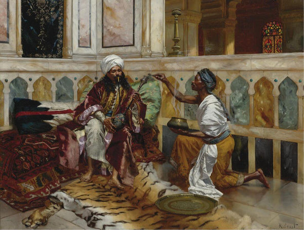 Waterpipe Smoker (Der Wasserpfeifenraucher) - Rudolph Ernst - Orientalist Art Painting - Canvas Prints