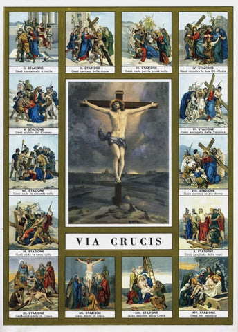 Way Of The Cross - 14 Stations of the Cross - Via Dolorosa - Via Crucis - Jesus Christ Christian Art Painting - Art Prints by Louis