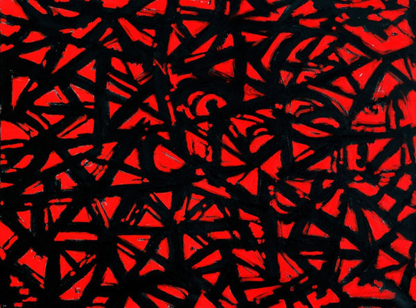 Web Of Red And Black - Abstract Painting - Canvas Prints