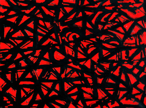 Web Of Red And Black - Abstract Painting by Kevin