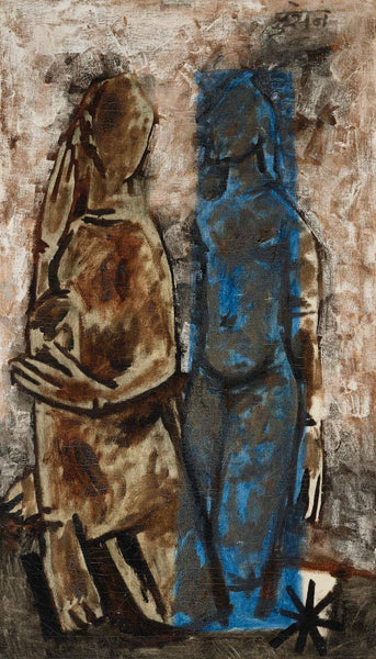 What Is One  - M F Husain - Figurative Painting - Canvas Prints