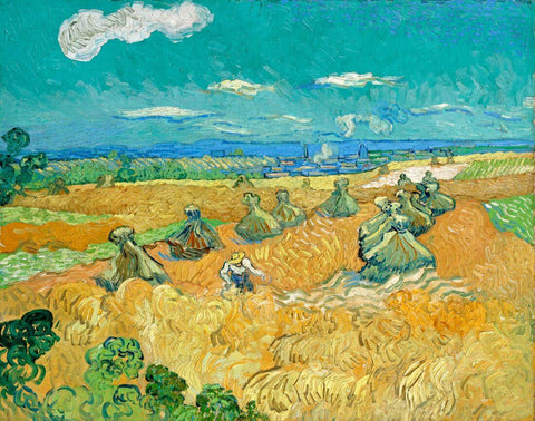 Wheatfields With Reaper - Vincent van Gogh - Landscape Painting - Large Art Prints by Vincent Van Gogh