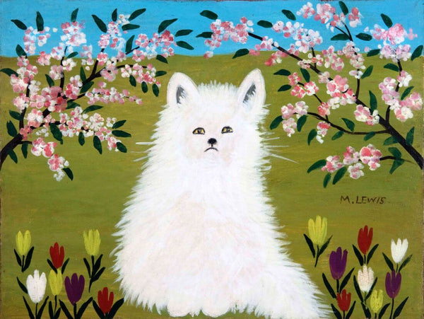 White Cat - Maud Lewis - Canadian Folk Artist Painting - Canvas Prints