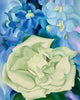 White Rose With Larkspur - Georgia O'Keeffe - Floral Painting - Life Size Posters