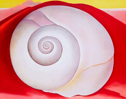 White Shell With Red - Large Art Prints by Georgia OKeeffe