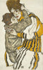Egon Schiele - Frau Mit Ihrem Kleinen Neffen (Wife With Her Little Nephew) - Framed Prints