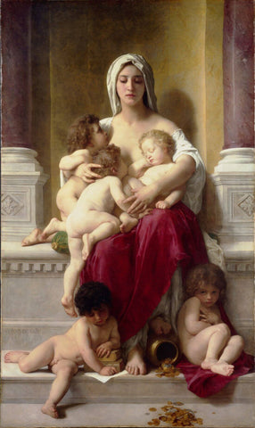 Charity (Charité) – Adolphe-William Bouguereau Painting by William-Adolphe Bouguereau