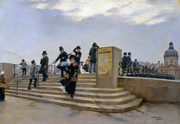 Windy Day on the Pont des Arts (Jour De Vent Sur Le Pont des Arts) - Jean Béraud Painting - Framed Prints
