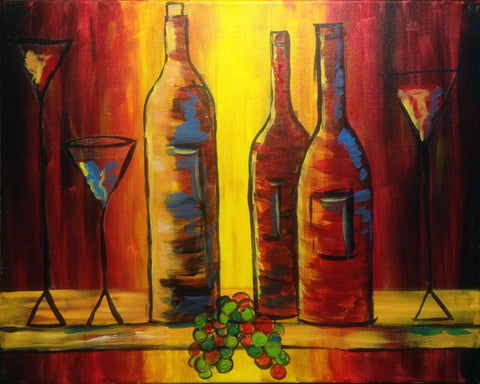 Wine Bottles On The Shelf - Large Art Prints by Deepak Tomar