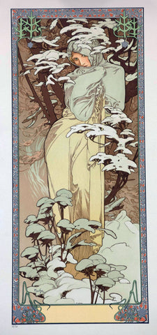 Winter - Four Seasons - Alphonse Mucha - Art Nouveau Print by Alphonse Mucha