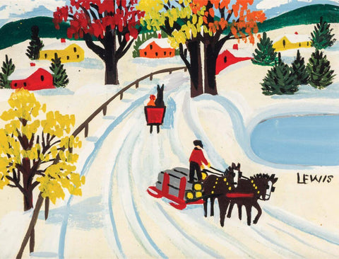 Winter Scene - Maudie Lewis - Folk Art Painting - Framed Prints by Maud Lewis