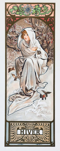 Winter (Hiver) - Four Seasons -  Alphonse Mucha - Art Nouveau Print - Canvas Prints