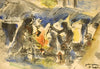 Winter Morning Inside Hut - Ramkinkar Baij - Bengal School Indian Painting - Canvas Prints