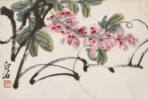 Wisteria - Qi Baishi - Floral Chinese Painting by Qi Baishi