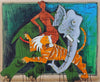 Woman And Tiger - Maqbool Fida Husain - Posters