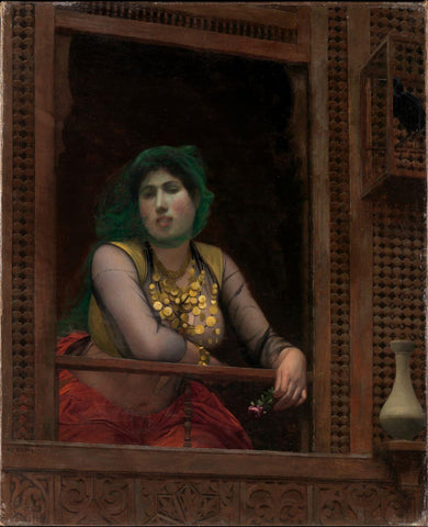 Woman At A Balcony - Jean-Leon Gerome - Orientalist Art Painting by Jean Leon Gerome