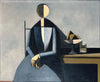 Woman At A Table - Duilio Barnabe - Figurative Contemporary Art Painting - Framed Prints