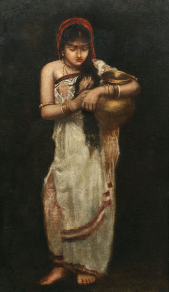 Woman Carrying Water Pot - Hemendranath Mazumdar - Indian Masters Painting - Large Art Prints