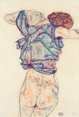 Woman Undressing (Sich Entkleidende Frau) - Egon Schiele by Egon Schiele