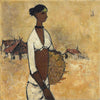 Woman With Basket - B Prabha - Indian Painting - Art Prints