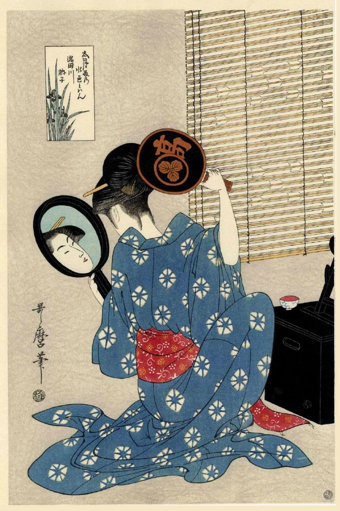 Woman With Two Mirrors - Kitagawa Utamaro - Japanese Edo period