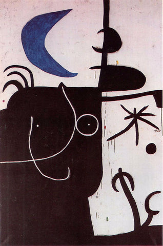 Woman Before The Luna - Canvas Prints by Joan Miró
