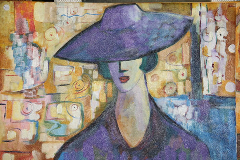 Woman In Purple Hat - Canvas Prints by Bradford Paul
