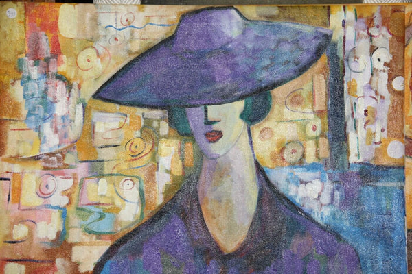 Woman In Purple Hat - Art Prints