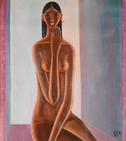 Woman (Nude) - B Prabha - Indian Art Painting by B. Prabha
