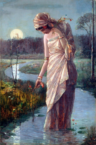 Woman Wading In The River - Hemendranath Mazumdar - Indian Masters Painting - Posters by Hemen Mazumdar