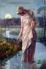 Woman Wading In The River - Hemendranath Mazumdar - Indian Masters Painting - Canvas Prints