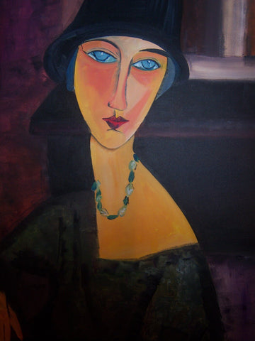 Woman With Blue Eyes - Large Art Prints by Amedeo Clemente Modigliani
