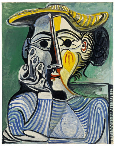 Pablo Picasso - Femme Au Chapeau Jaune -Woman with Yellow Hat - Canvas Prints