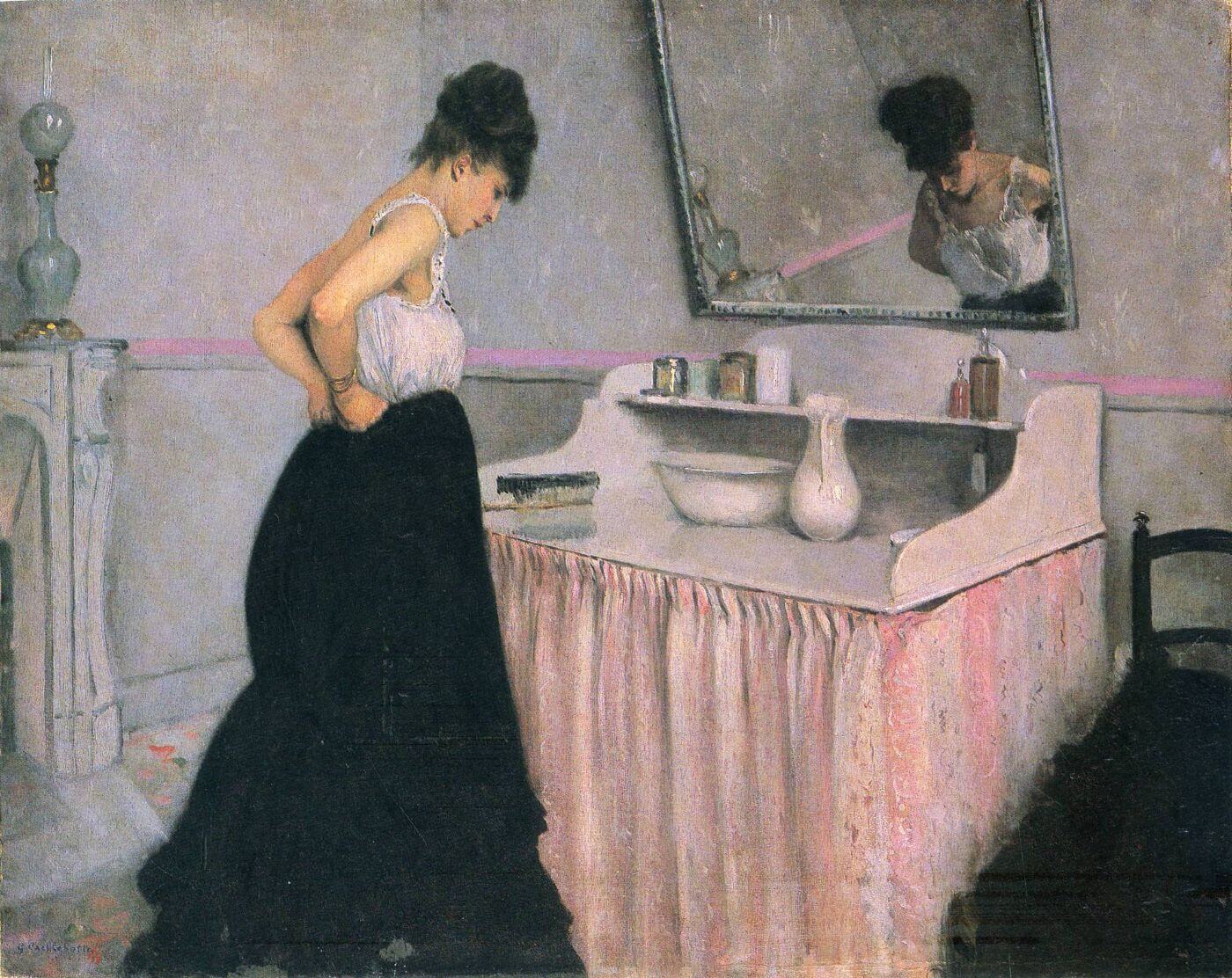 Gustave Caillebotte、希少画集画、新品高級額、額装付、状態良好 Woman at a Dressing Table - Gustave Caillebotte - Impressionist